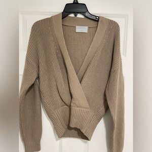 Tan Ribbed Knit Cardigan